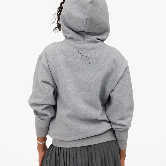 Clare V Liberte Hoodie In Grey Melange - Picture 3 of 5